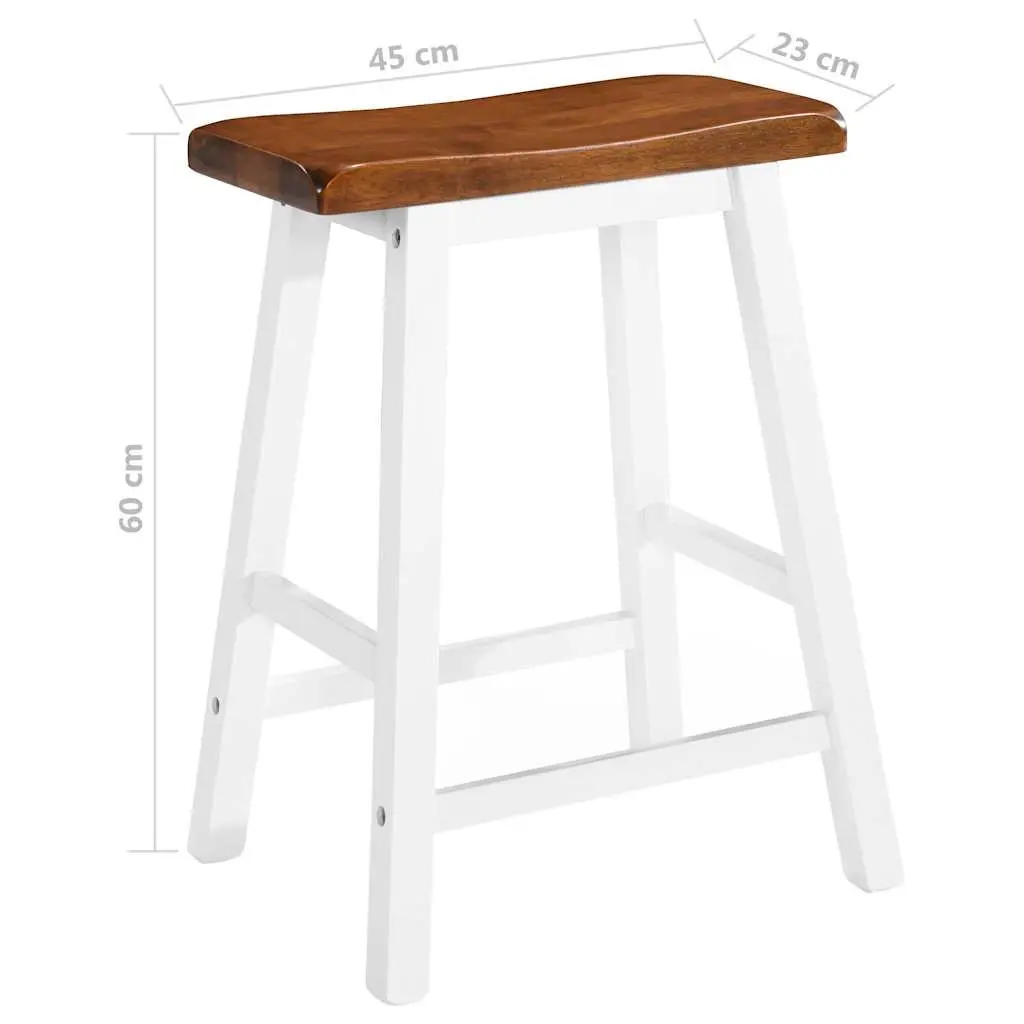 Set of 2 Solid Wood Bar Stools in Brown