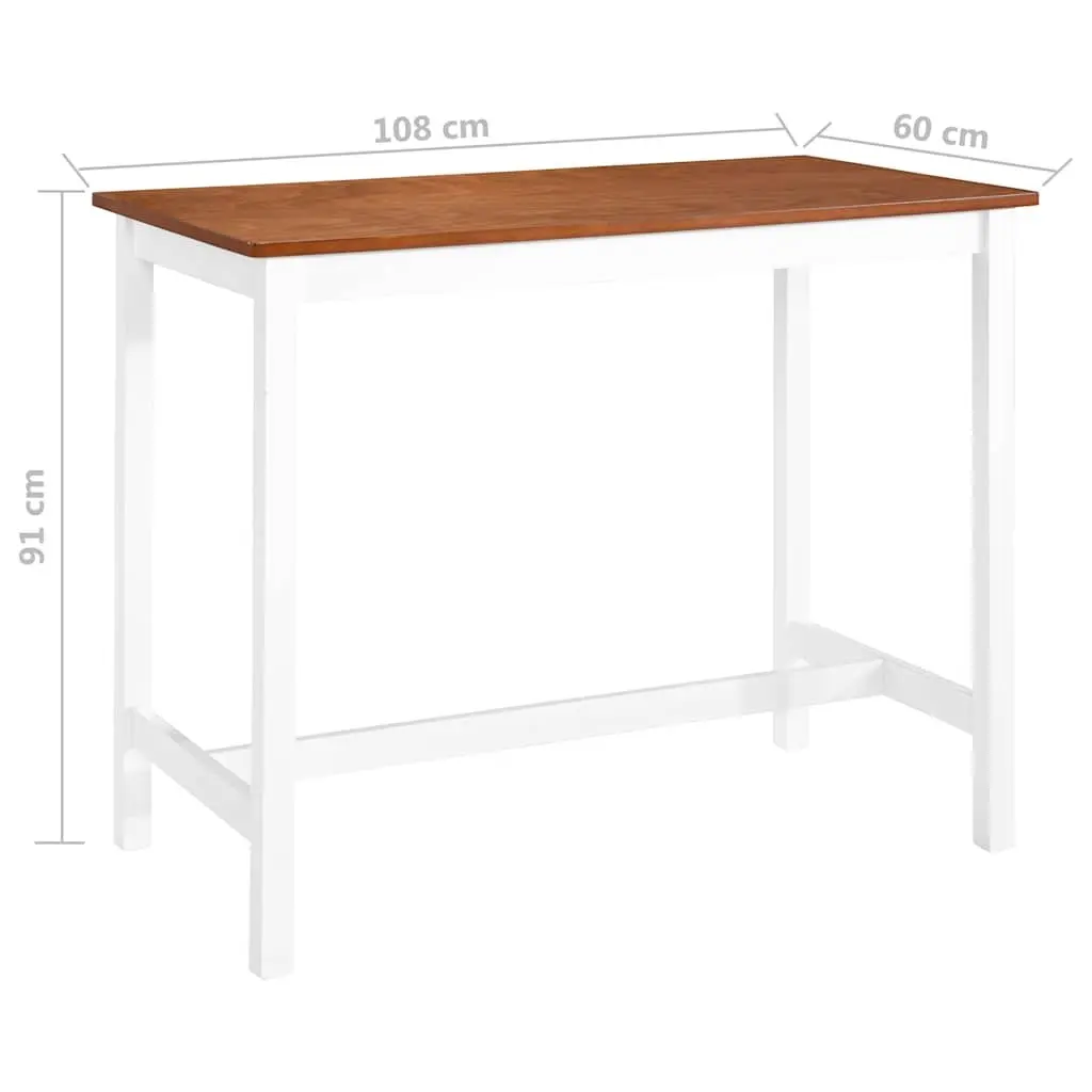 3-Piece Brown Wood Bar Table and Stool Set