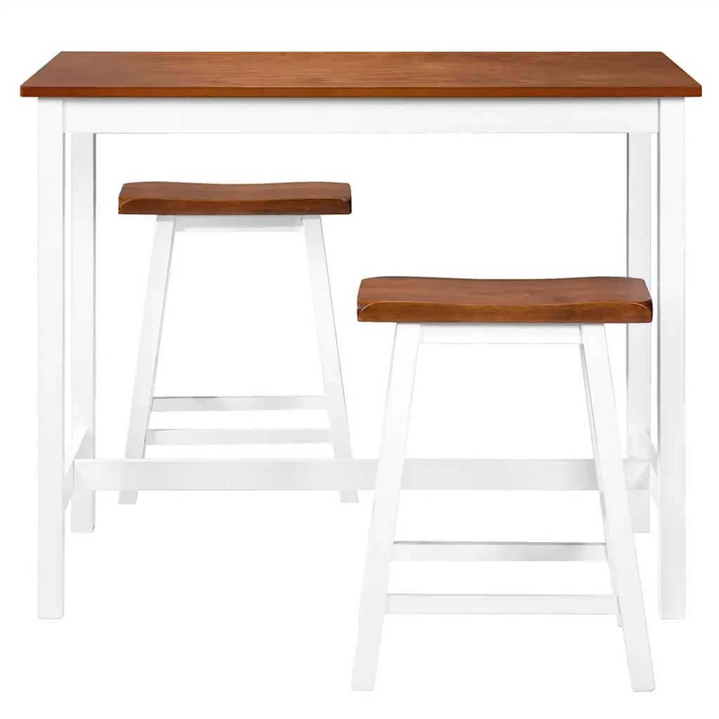 3-Piece Brown Wood Bar Table and Stool Set
