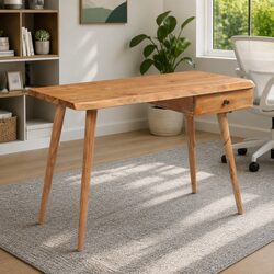 Rustic Solid Acacia Wood Writing Desk with Drawer
