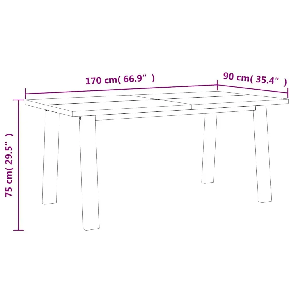Solid Acacia Wood Dining Table 170x90x75 cm in Brown
