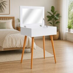 Chic White MDF Dressing Table with Mirror for Everyday Use