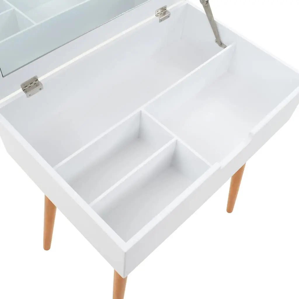 Dressing Table with Mirror White MDF Bedroom Vanity Unit Makeup Storage