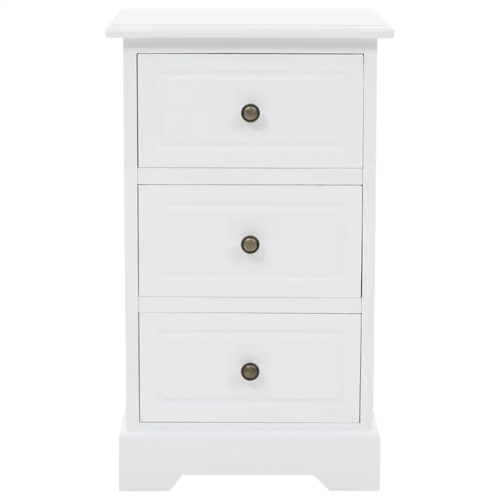 White Bedside Table with Ample Storage Space