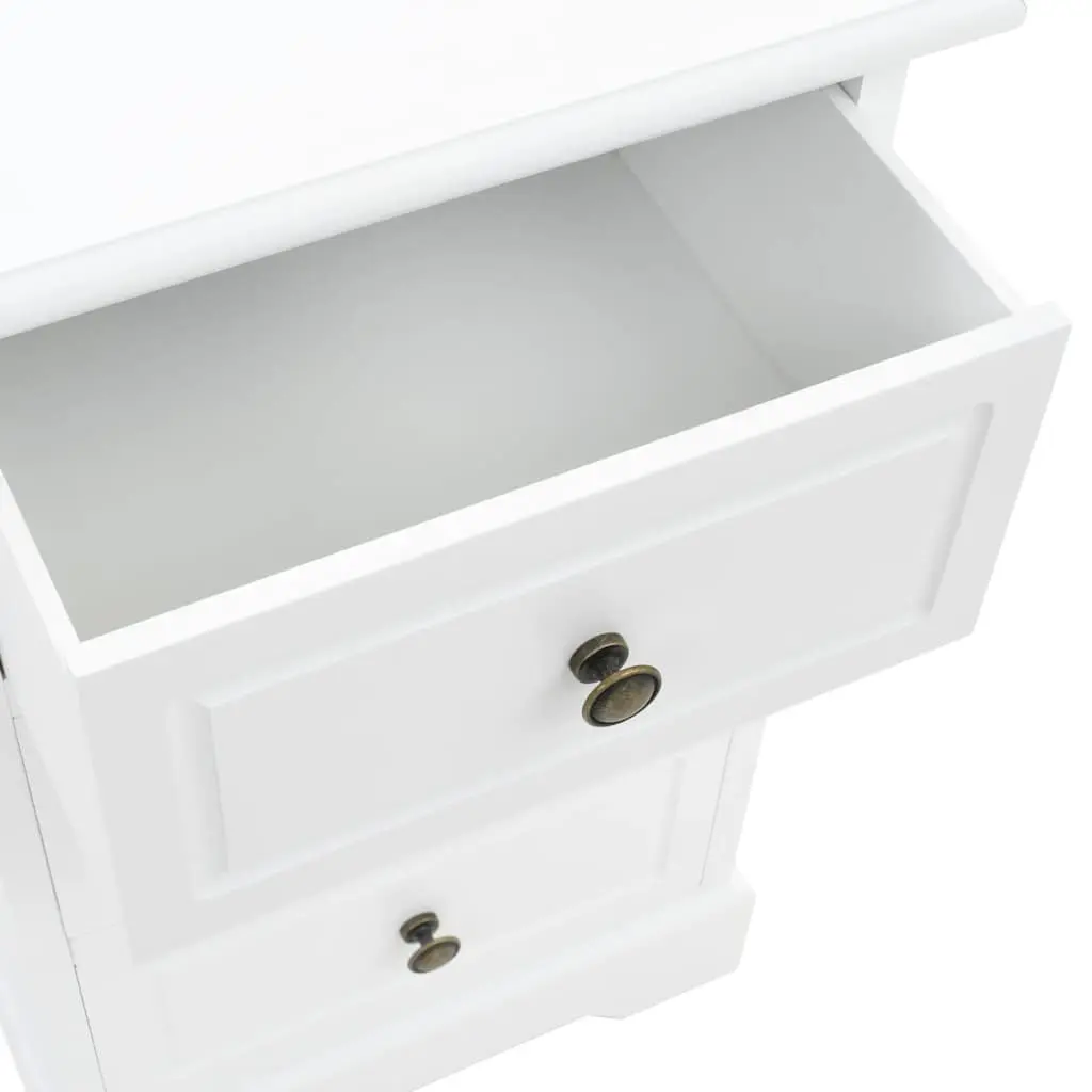 White Bedside Table with Ample Storage Space