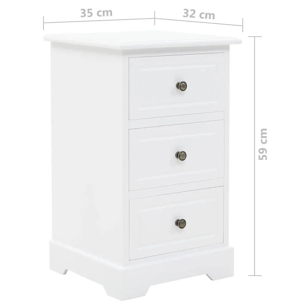 White Bedside Table with Ample Storage Space