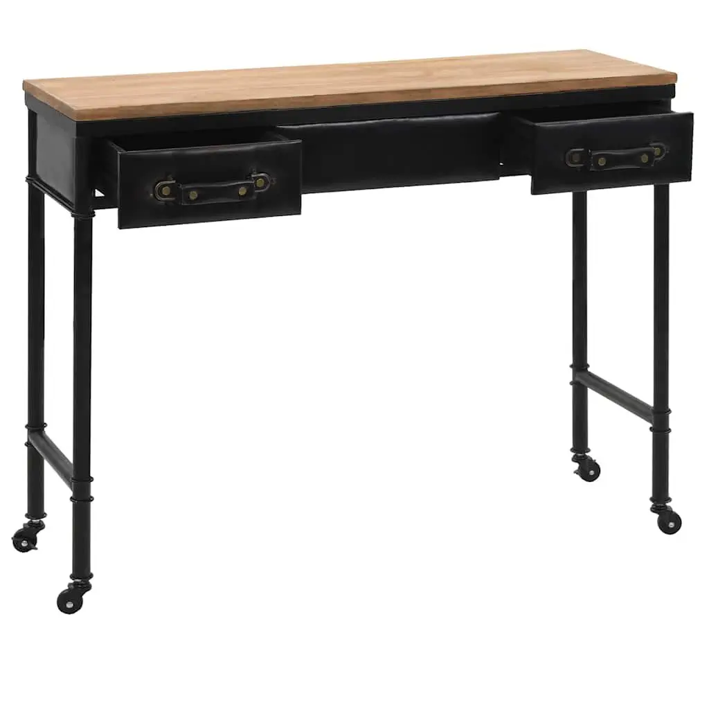 Vintage Style Console Table with Drawers and Casters