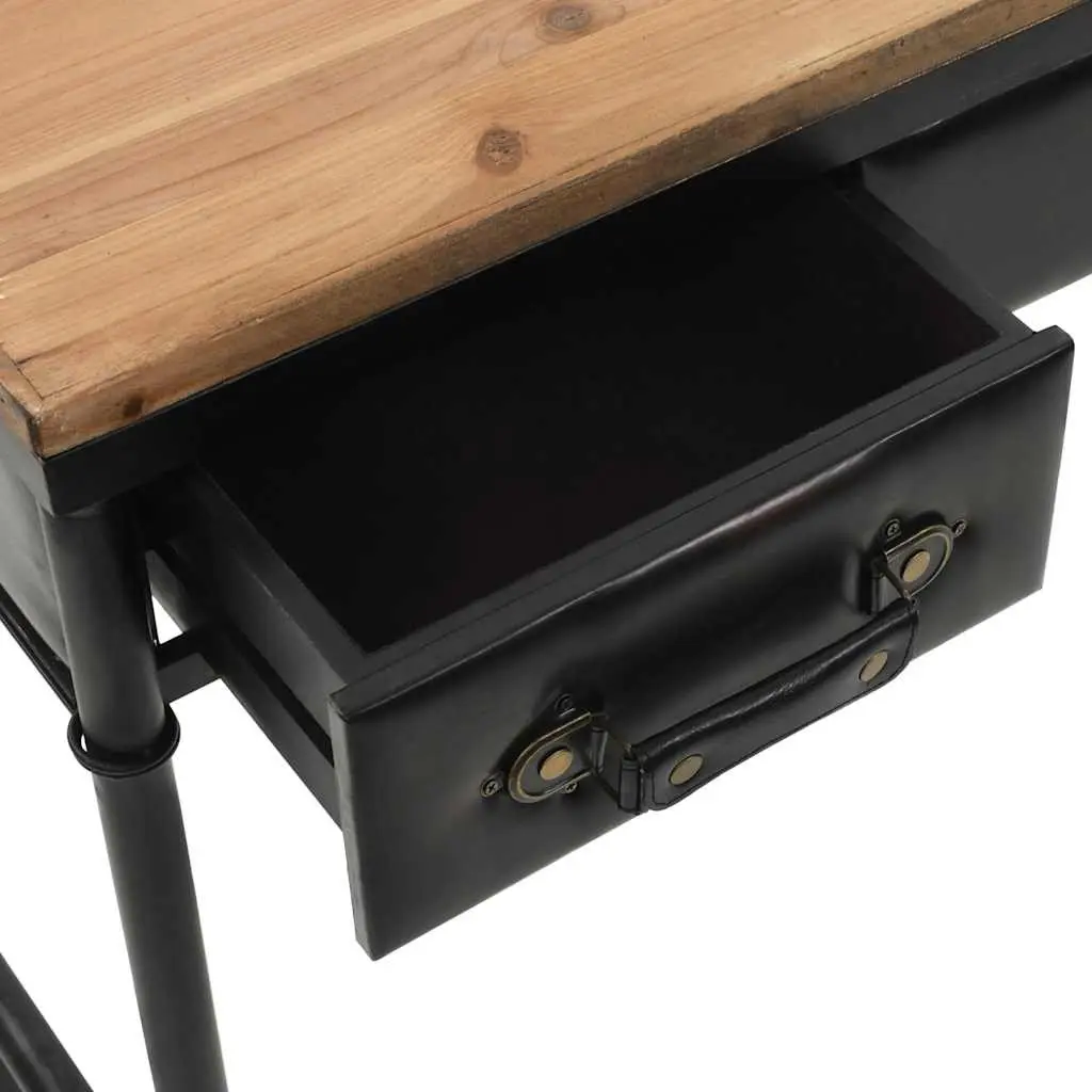 Vintage Style Console Table with Drawers and Casters