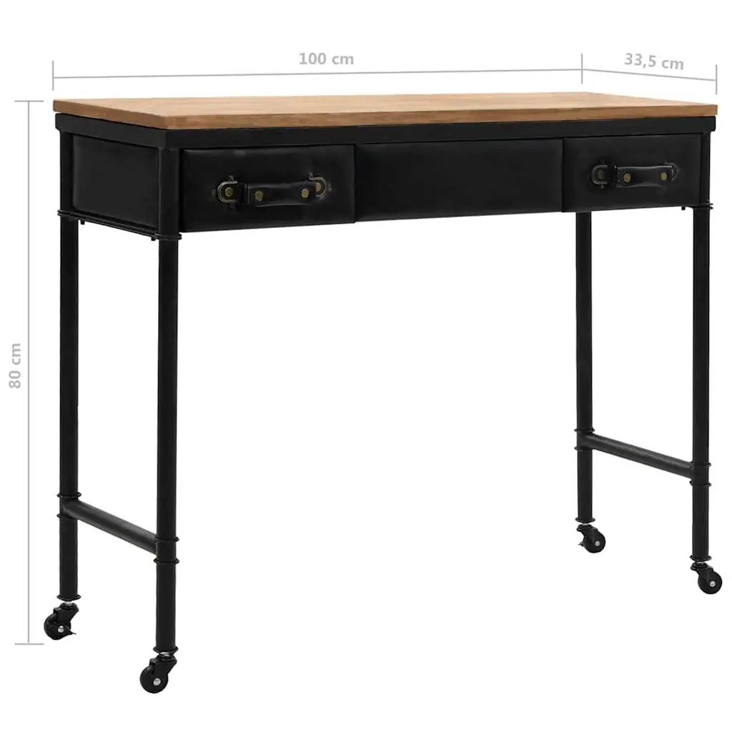 Vintage Style Console Table with Drawers and Casters
