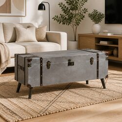 Vintage-Inspired Coffee Table Trunk with Storage