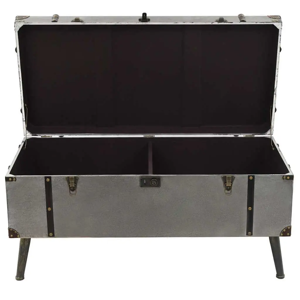 Coffee Table Trunk Design Storage MDF Aluminium Silver Accent Living Room