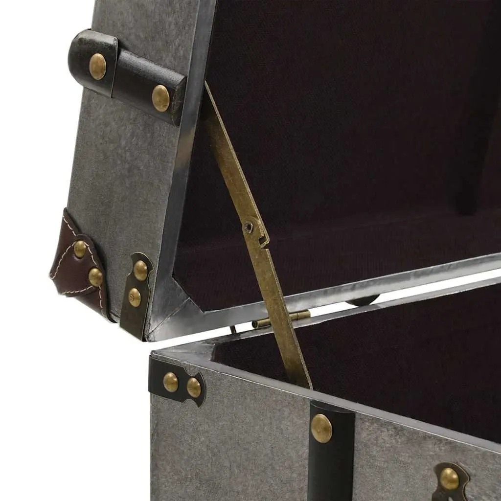 Coffee Table Trunk Design Storage MDF Aluminium Silver Accent Living Room