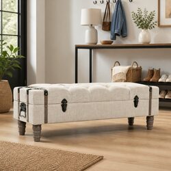 Cozy Solid Wood Storage Bench with Padded Seat