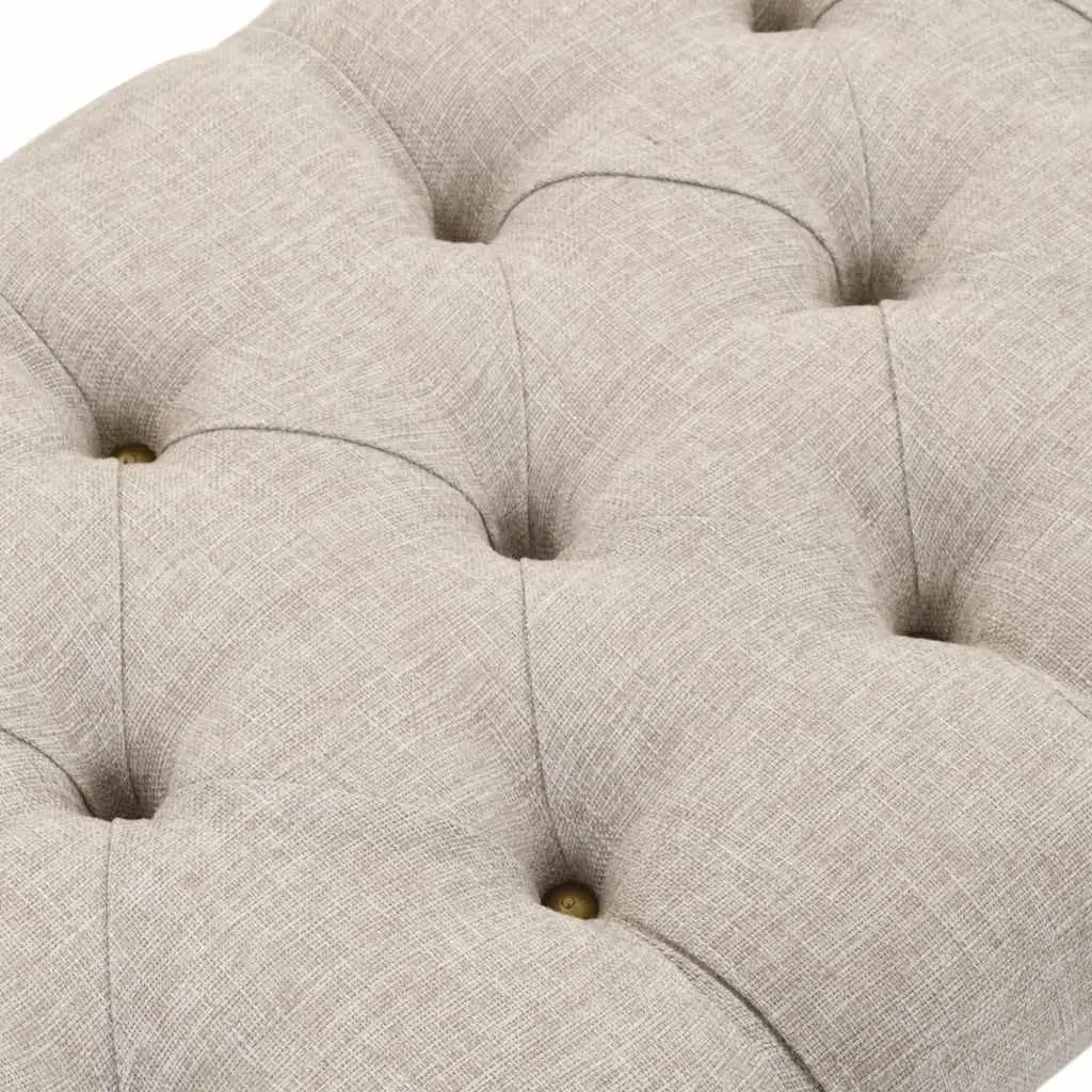 Storage Bench Rustic Barrel Shape 103x51x44 cm Solid Wood Fabric Seat