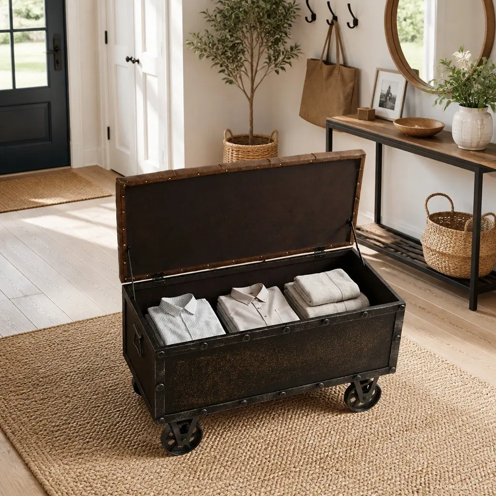 Storage Bench 80.5x41x50cm Tufted Cushion