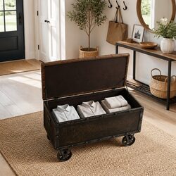 Elegant Storage Bench 80.5x41x50cm Tufted Cushion