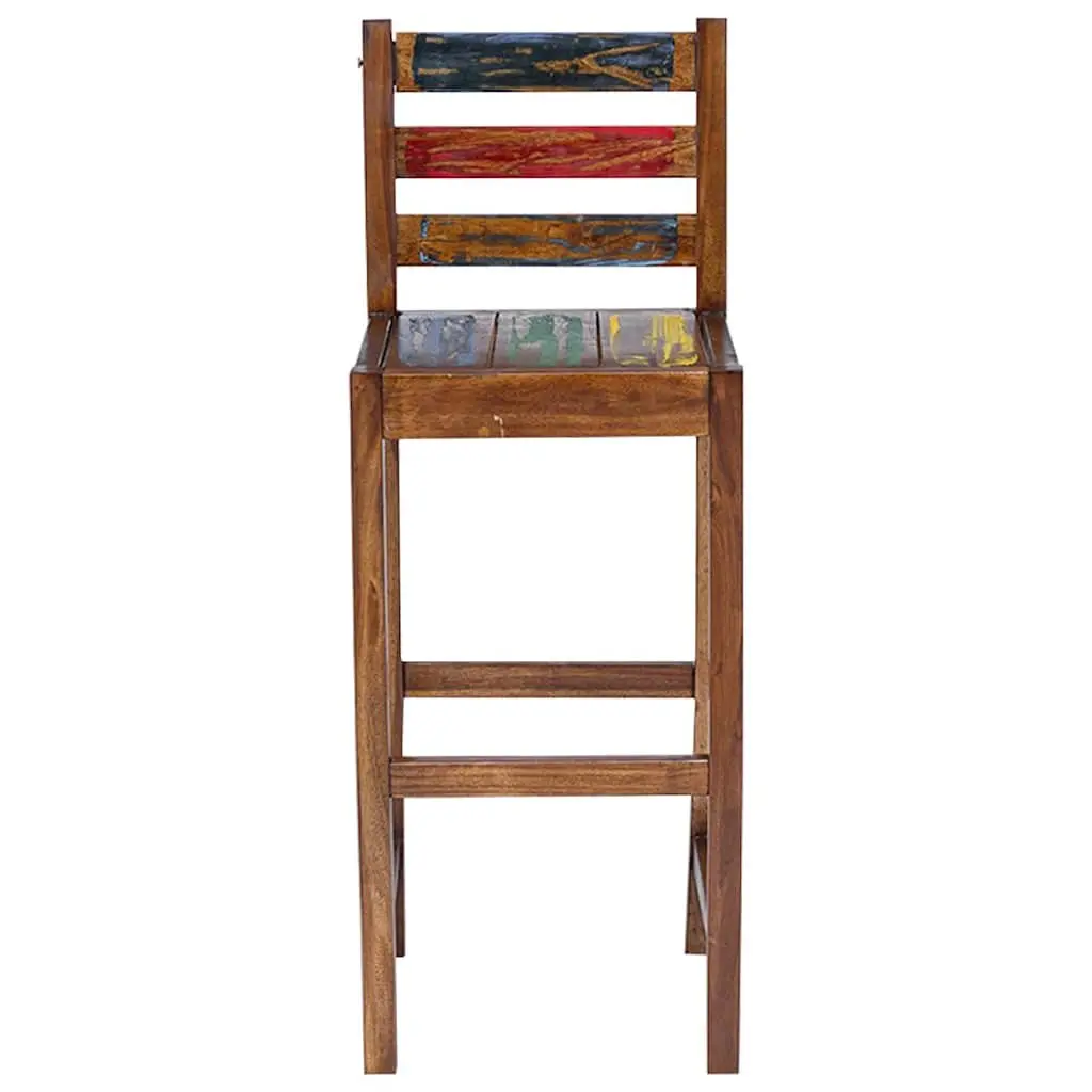 Bar Stools 2 pcs Solid Reclaimed Wood Vintage Kitchen Dining Chair Set