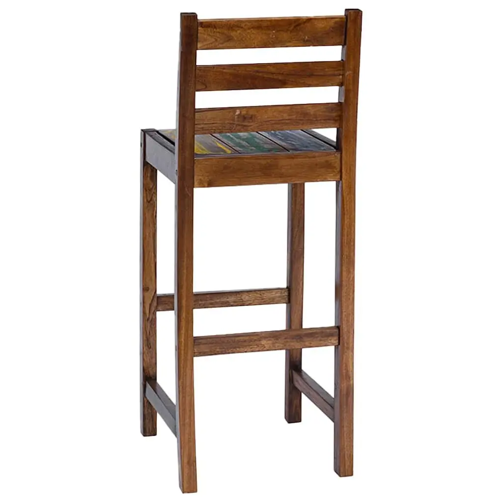 Bar Stools 2 pcs Solid Reclaimed Wood Vintage Kitchen Dining Chair Set