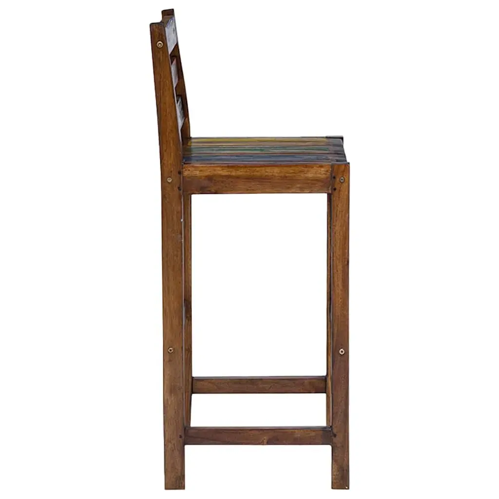 Bar Stools 2 pcs Solid Reclaimed Wood Vintage Kitchen Dining Chair Set