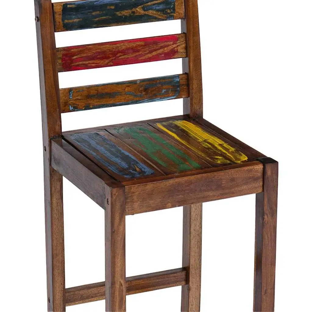 Bar Stools 2 pcs Solid Reclaimed Wood Vintage Kitchen Dining Chair Set