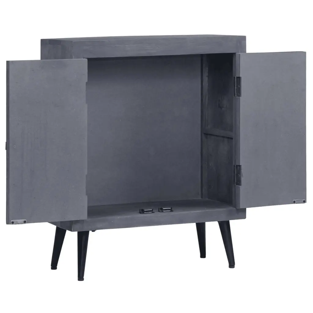 Sideboard Grey Solid Mango Wood Cabinet Storage Furniture Buffet Retro Style
