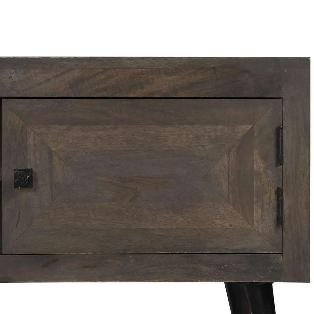 TV Cabinet Retro Industrial Style 140cm Solid Mango Wood with Steel Legs Grey