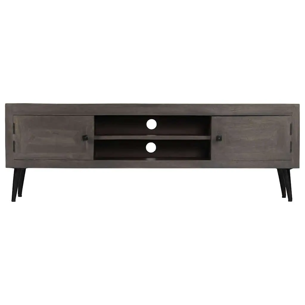 TV Cabinet Retro Industrial Style 140cm Solid Mango Wood with Steel Legs Grey