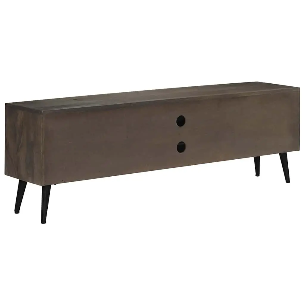 TV Cabinet Retro Industrial Style 140cm Solid Mango Wood with Steel Legs Grey