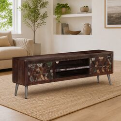 Solid Reclaimed Wood TV Cabinet for Living Space