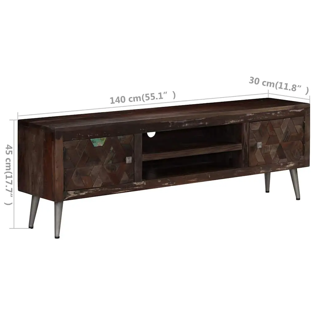 Solid Reclaimed Wood TV Cabinet for Living Space