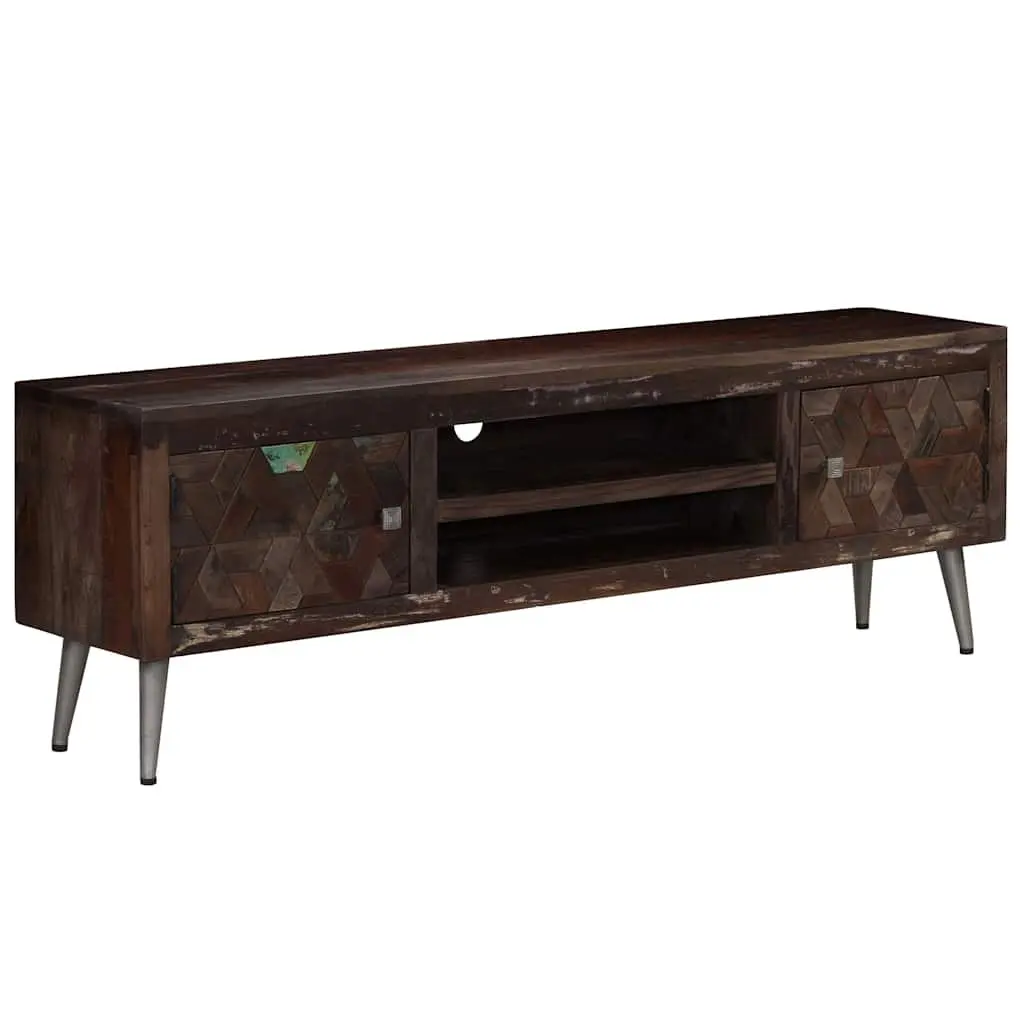 Solid Reclaimed Wood TV Cabinet for Living Space