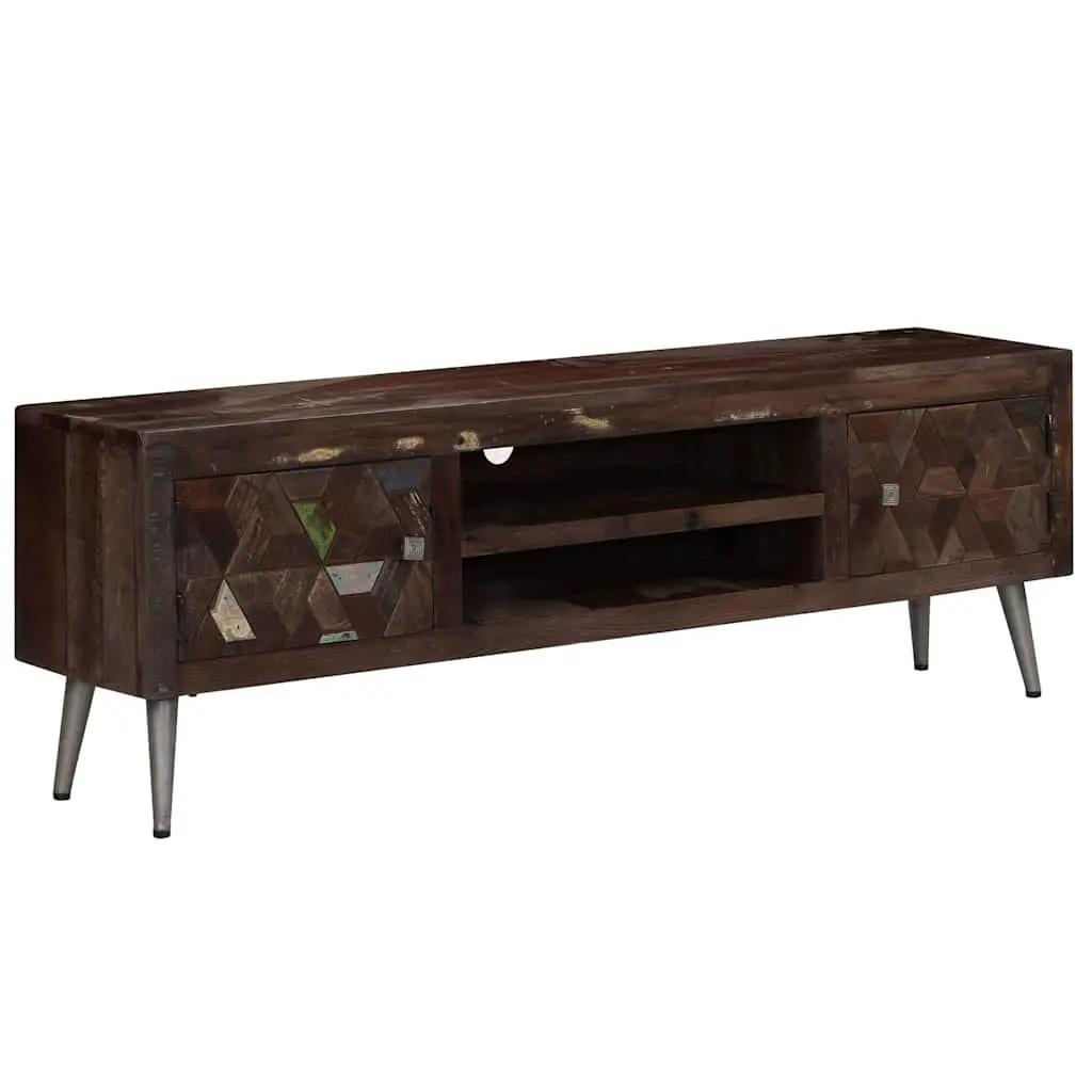 Solid Reclaimed Wood TV Cabinet for Living Space