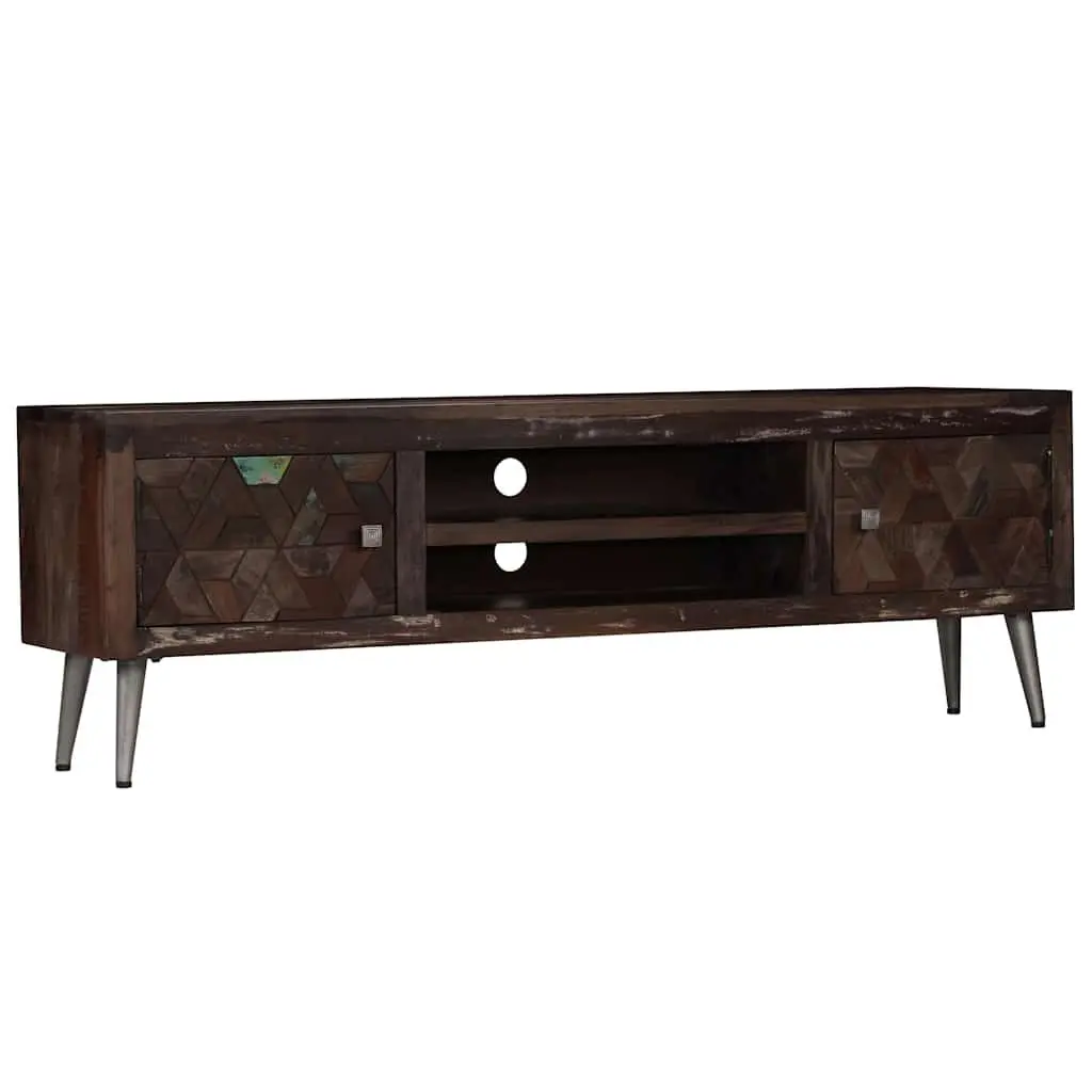 Solid Reclaimed Wood TV Cabinet for Living Space