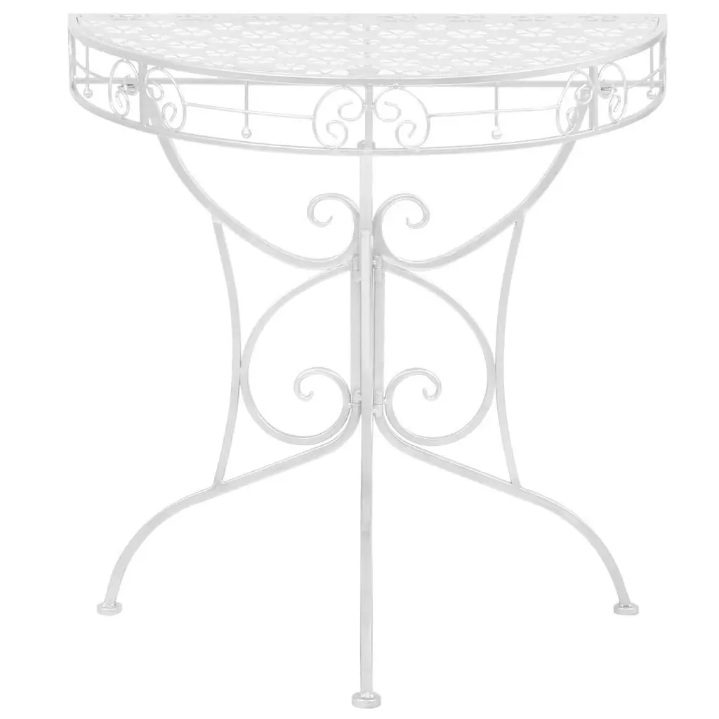 Half Round Side Table Vintage Style Accent End Table Display Silver 72x36x74cm