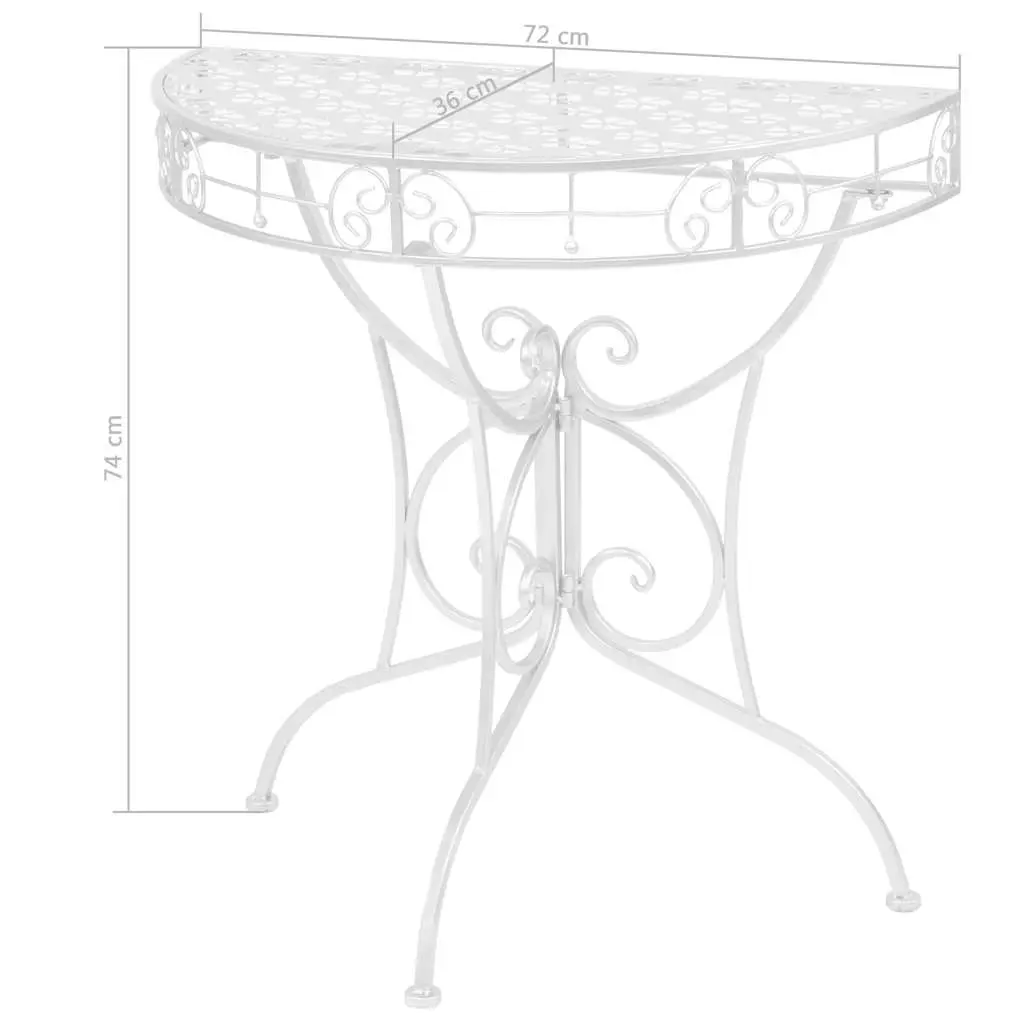 Half Round Side Table Vintage Style Accent End Table Display Silver 72x36x74cm