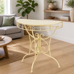 Vintage Half Round Accent Table with Gold Metal Finish