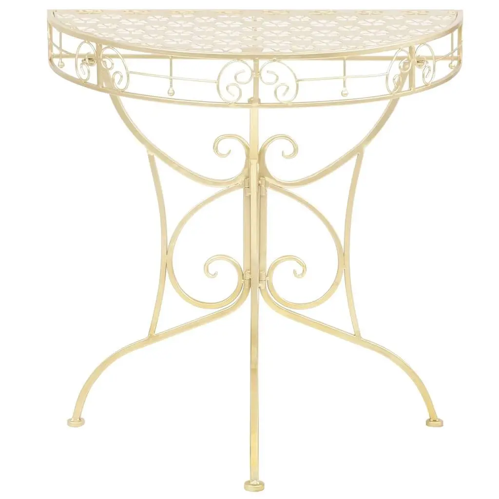 Half Round Side Table Vintage Style Gold Metal