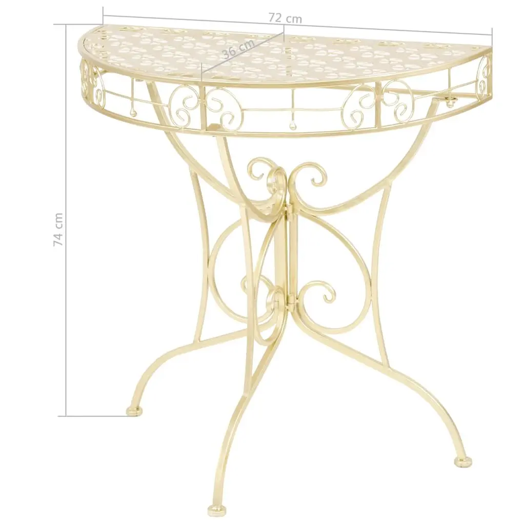 Half Round Side Table Vintage Style Gold Metal