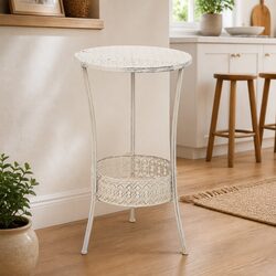 Vintage Style Round Bistro Table in White