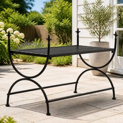 Vintage-Style Metal Bench with U-Shaped Legs
