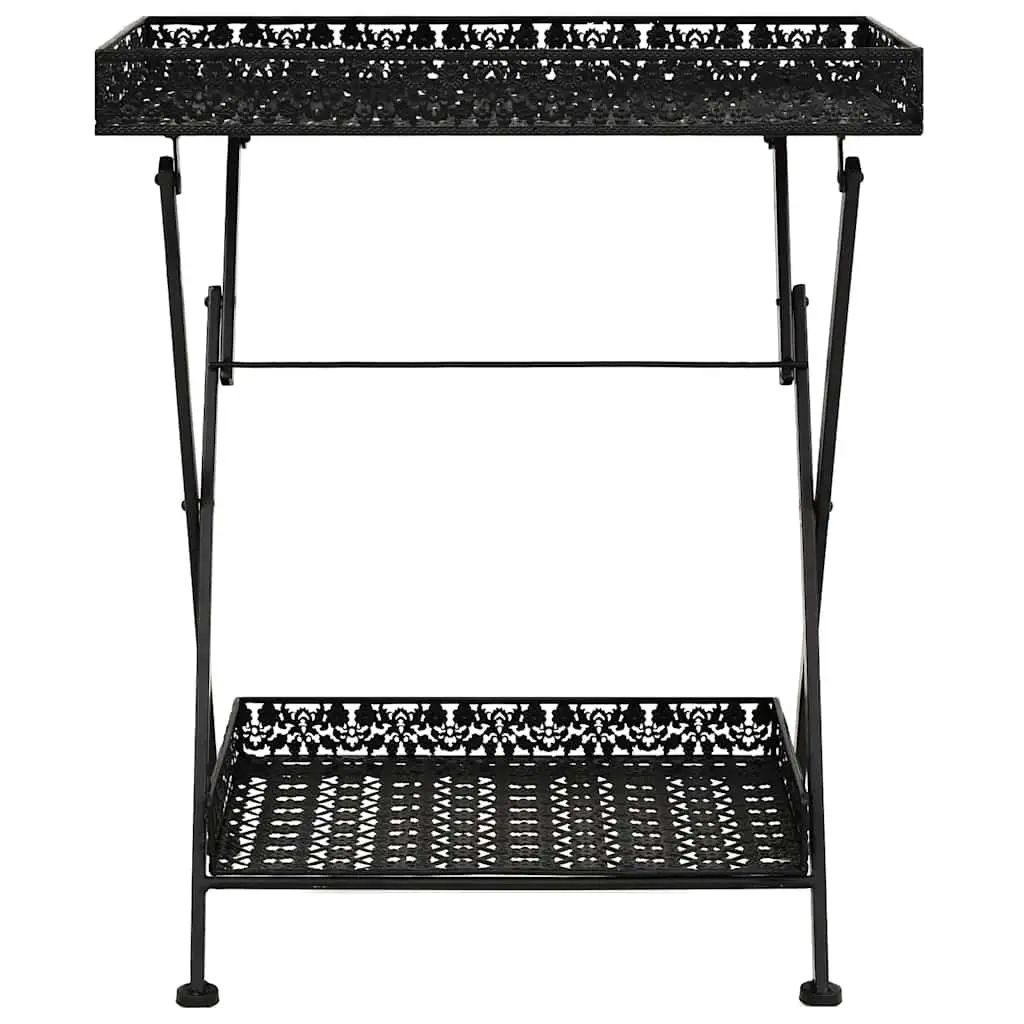 Folding Tea Table Vintage Style Black Metal 58x35x72cm