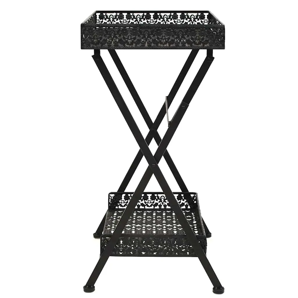 Folding Tea Table Vintage Style Black Metal 58x35x72cm