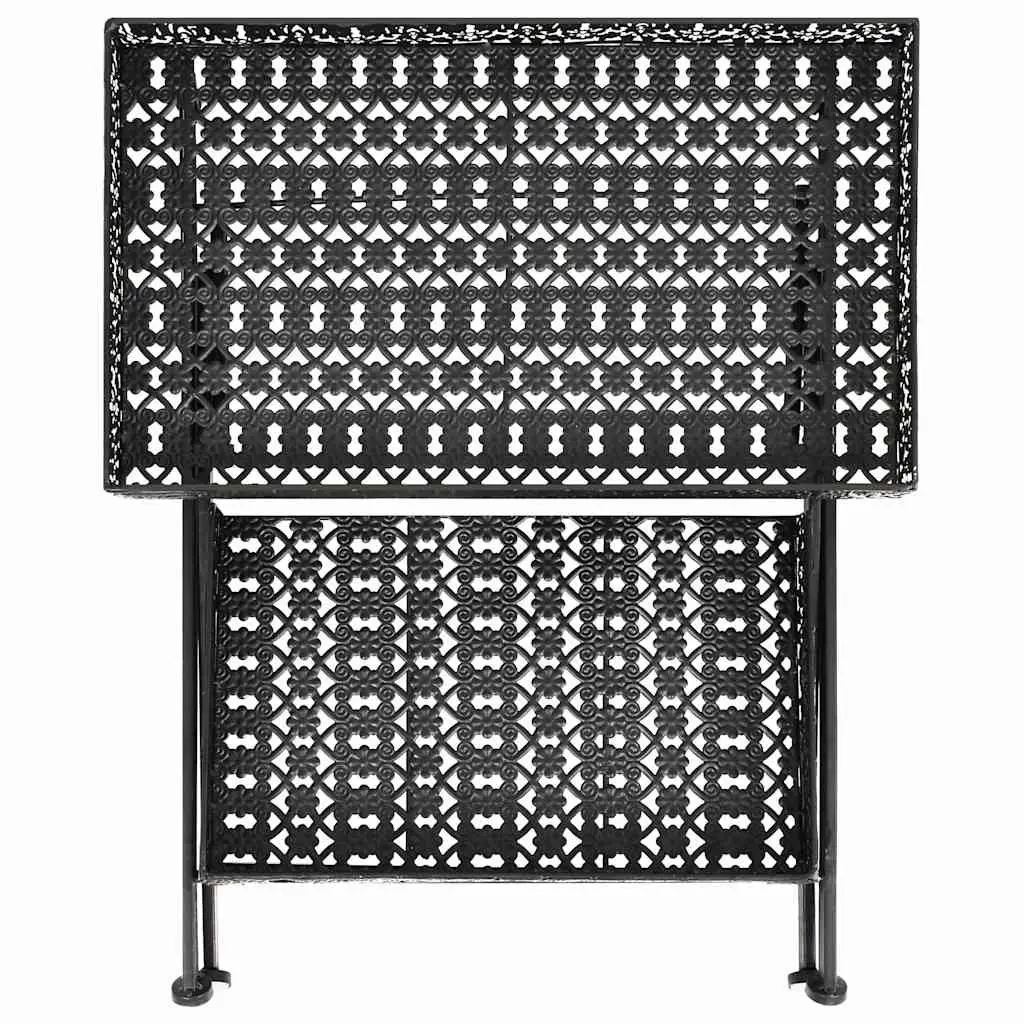 Folding Tea Table Vintage Style Black Metal 58x35x72cm