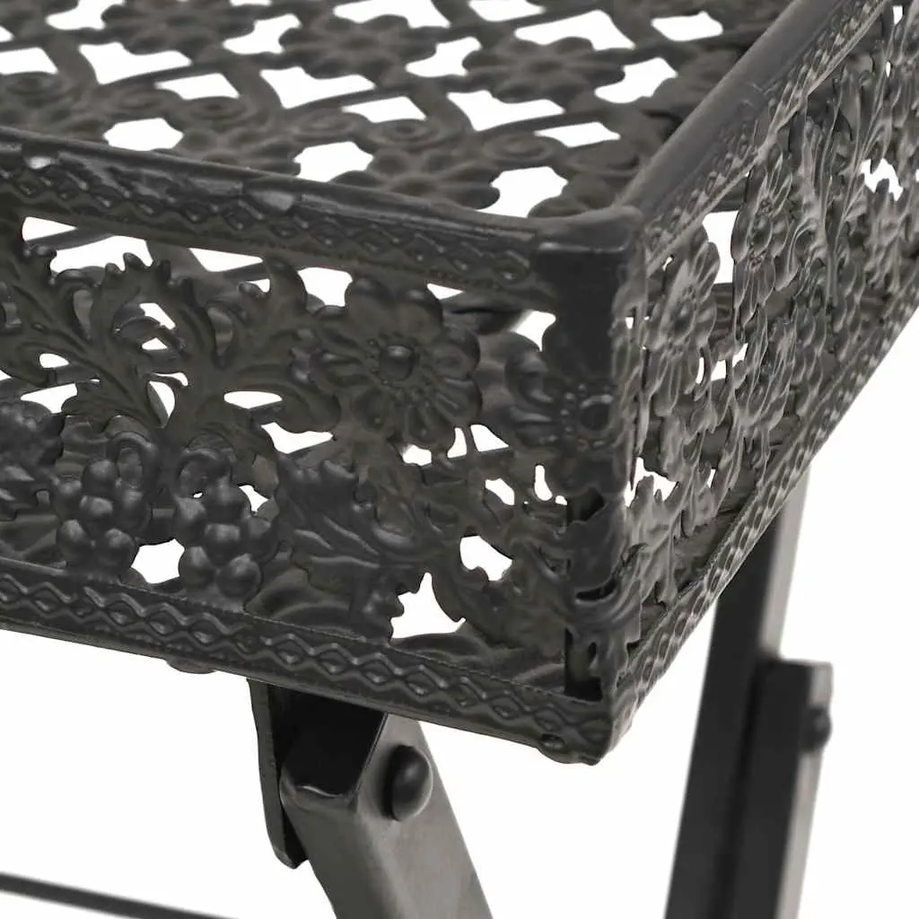 Folding Tea Table Vintage Style Black Metal 58x35x72cm
