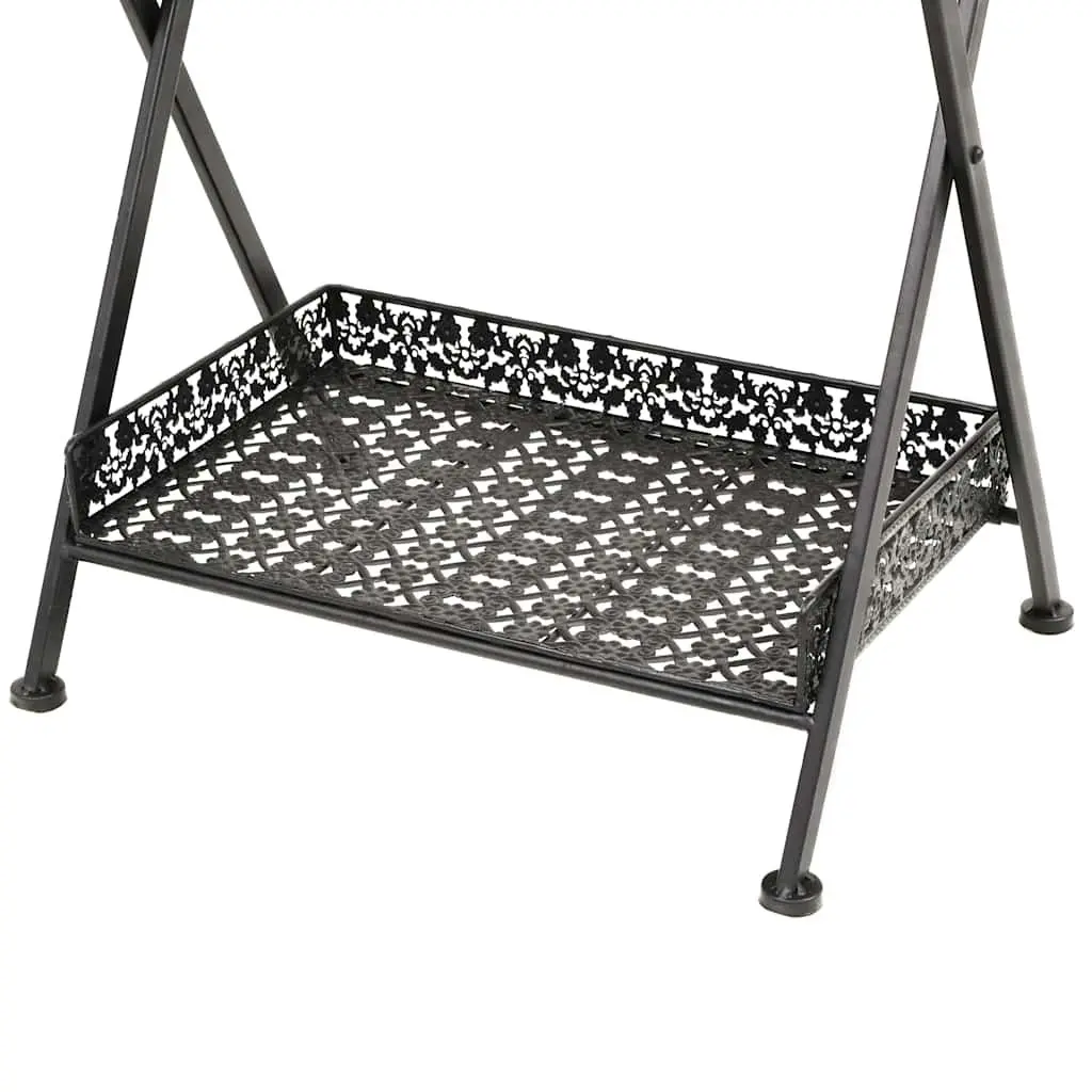 Folding Tea Table Vintage Style Black Metal 58x35x72cm