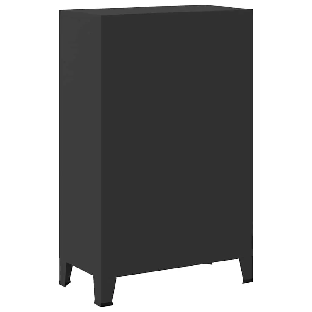Industrial Metal Wardrobe Cabinet Black 67cm W x 35cm D x 107cm H Sheet Metal 2 Drawers 2 Adjustable Shelves