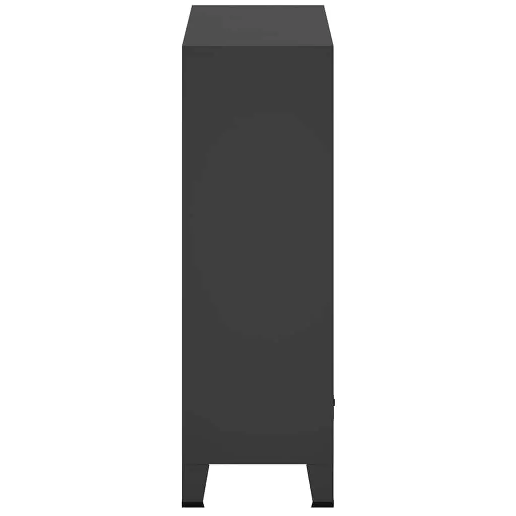 Industrial Metal Wardrobe Cabinet Black 67cm W x 35cm D x 107cm H Sheet Metal 2 Drawers 2 Adjustable Shelves