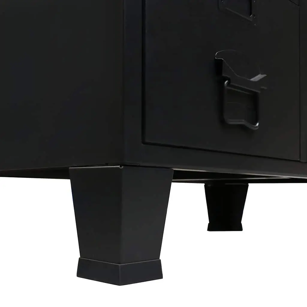Industrial Metal Wardrobe Cabinet Black 67cm W x 35cm D x 107cm H Sheet Metal 2 Drawers 2 Adjustable Shelves