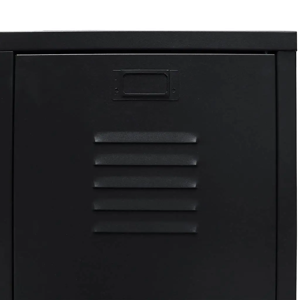Industrial Metal Wardrobe Cabinet Black 67cm W x 35cm D x 107cm H Sheet Metal 2 Drawers 2 Adjustable Shelves