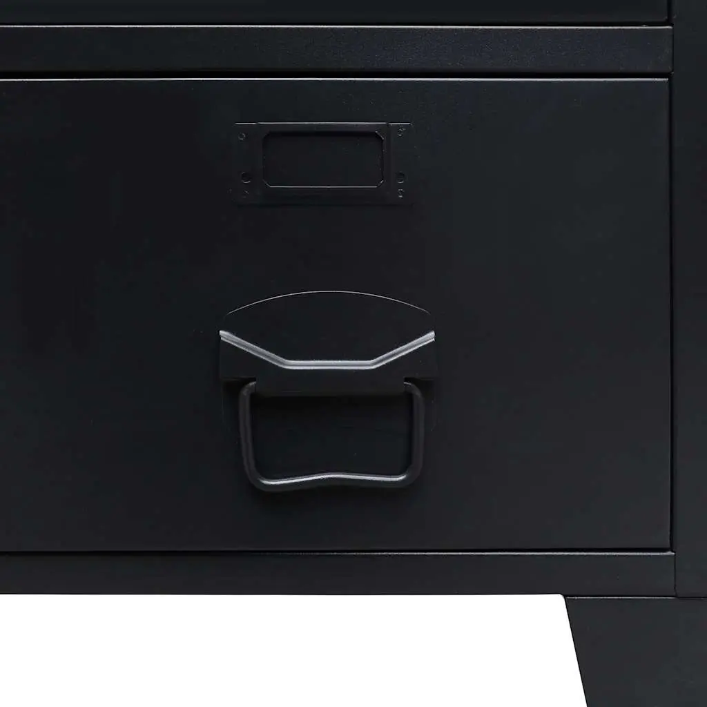 Industrial Metal Wardrobe Cabinet Black 67cm W x 35cm D x 107cm H Sheet Metal 2 Drawers 2 Adjustable Shelves